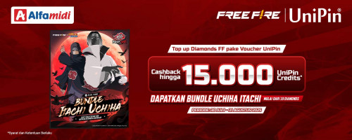 Dapatkan Bundle Itachi Uchiha & Cashback 15.000 UniPin Credits di Alfamidi!